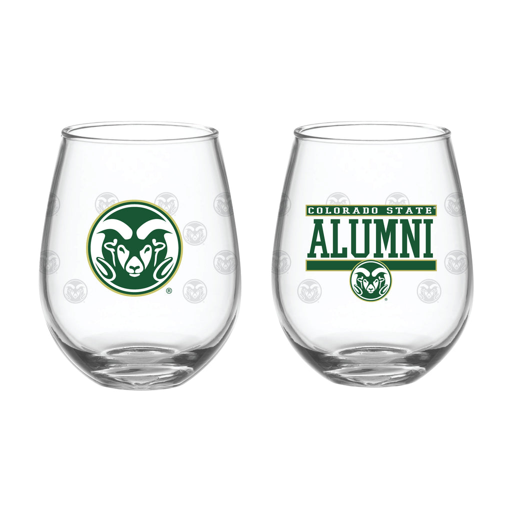 Set of 2 Colorado State Rams Alumni 15oz Stemless