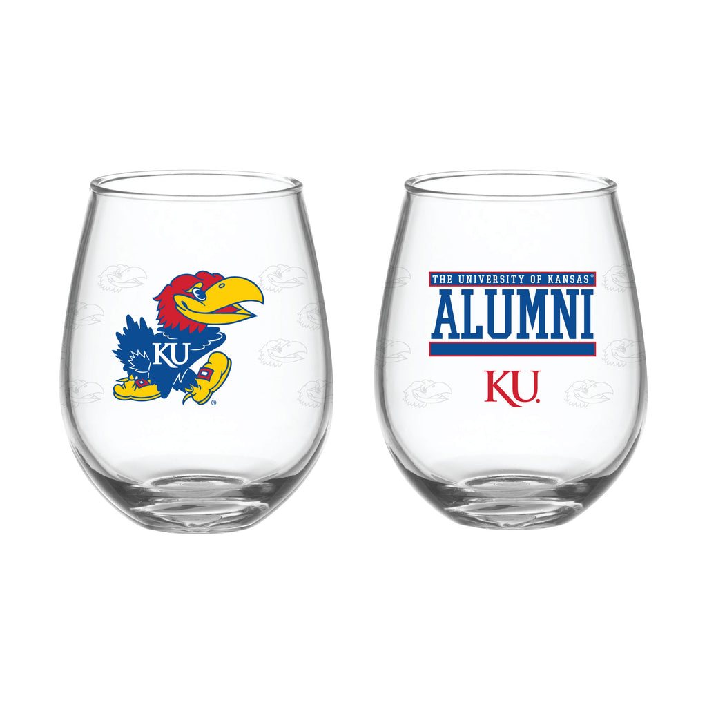Set of 2 Kansas Jayhawks Alumni 15oz Stemless
