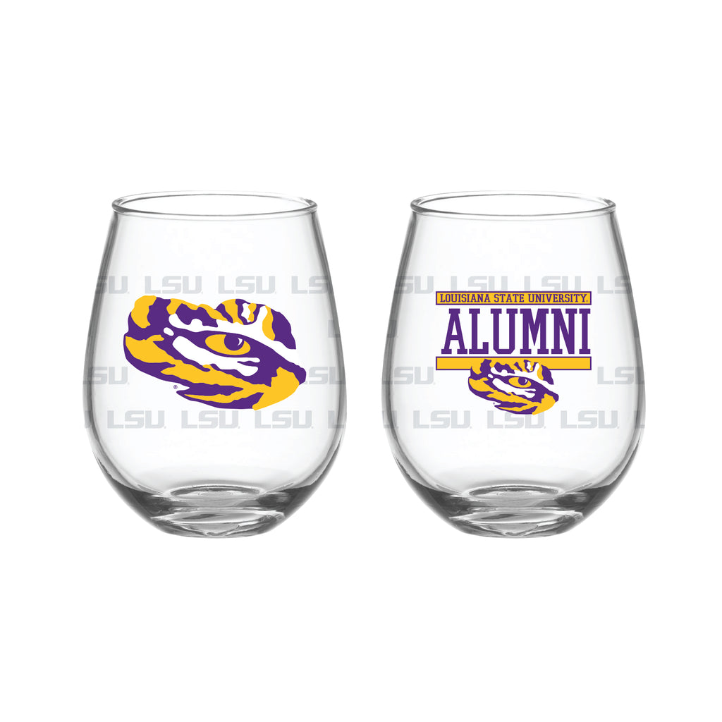 Set of 2 LSU Tigers Alumni 15oz Stemless