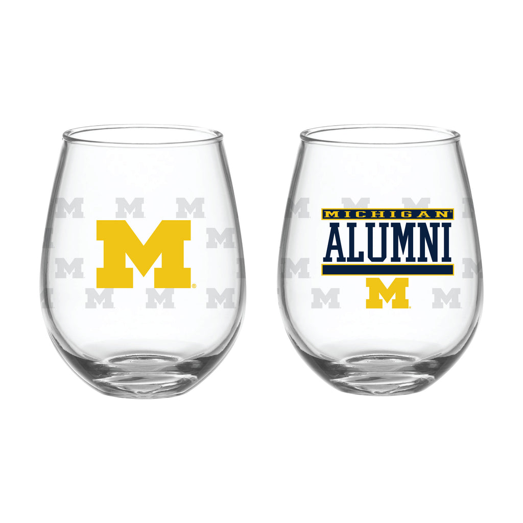 Set of 2 Michigan Wolverines Alumni 15oz Stemless