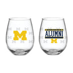 Set of 2 Michigan Wolverines Alumni 15oz Stemless