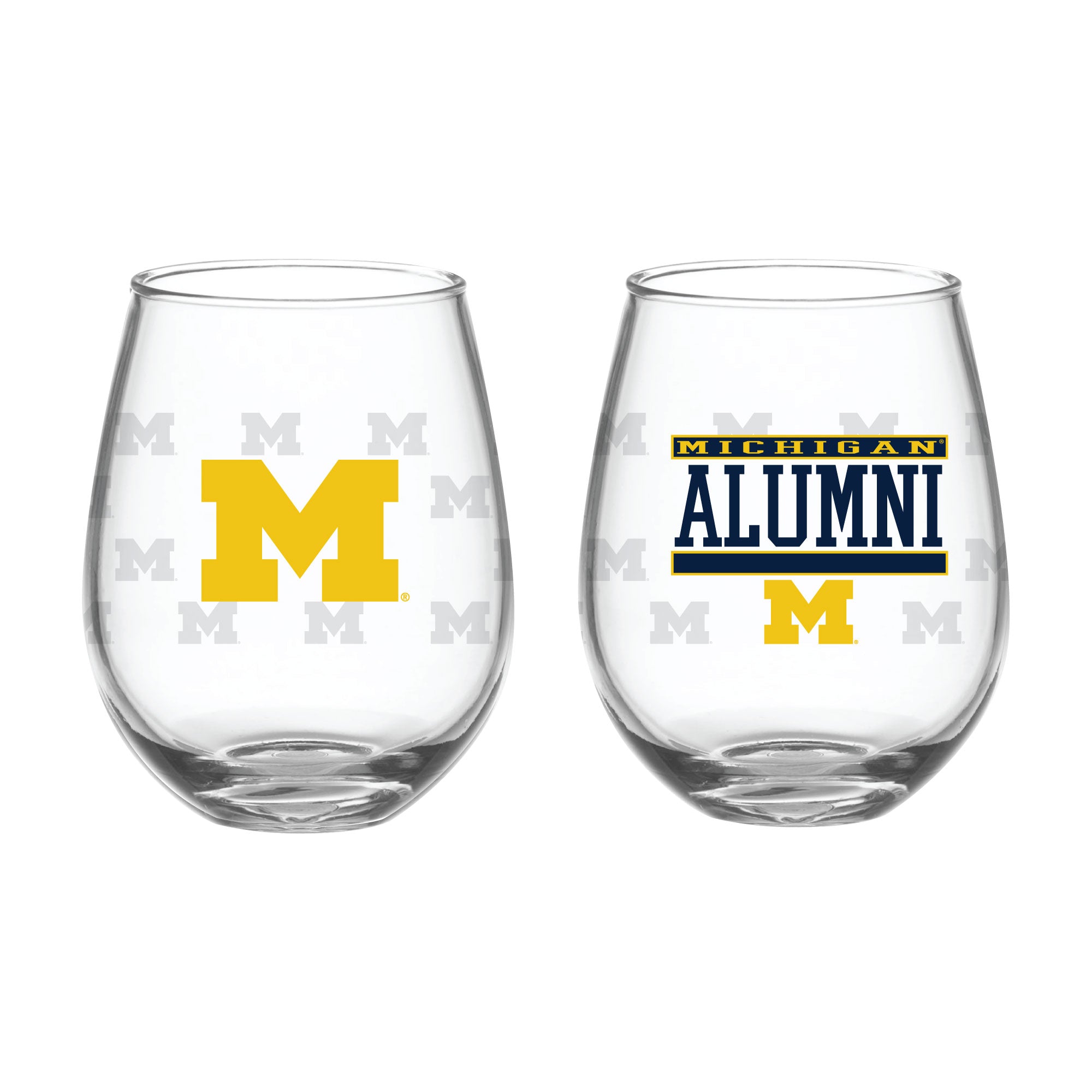 Set of 2 Michigan Wolverines Alumni 15oz Stemless