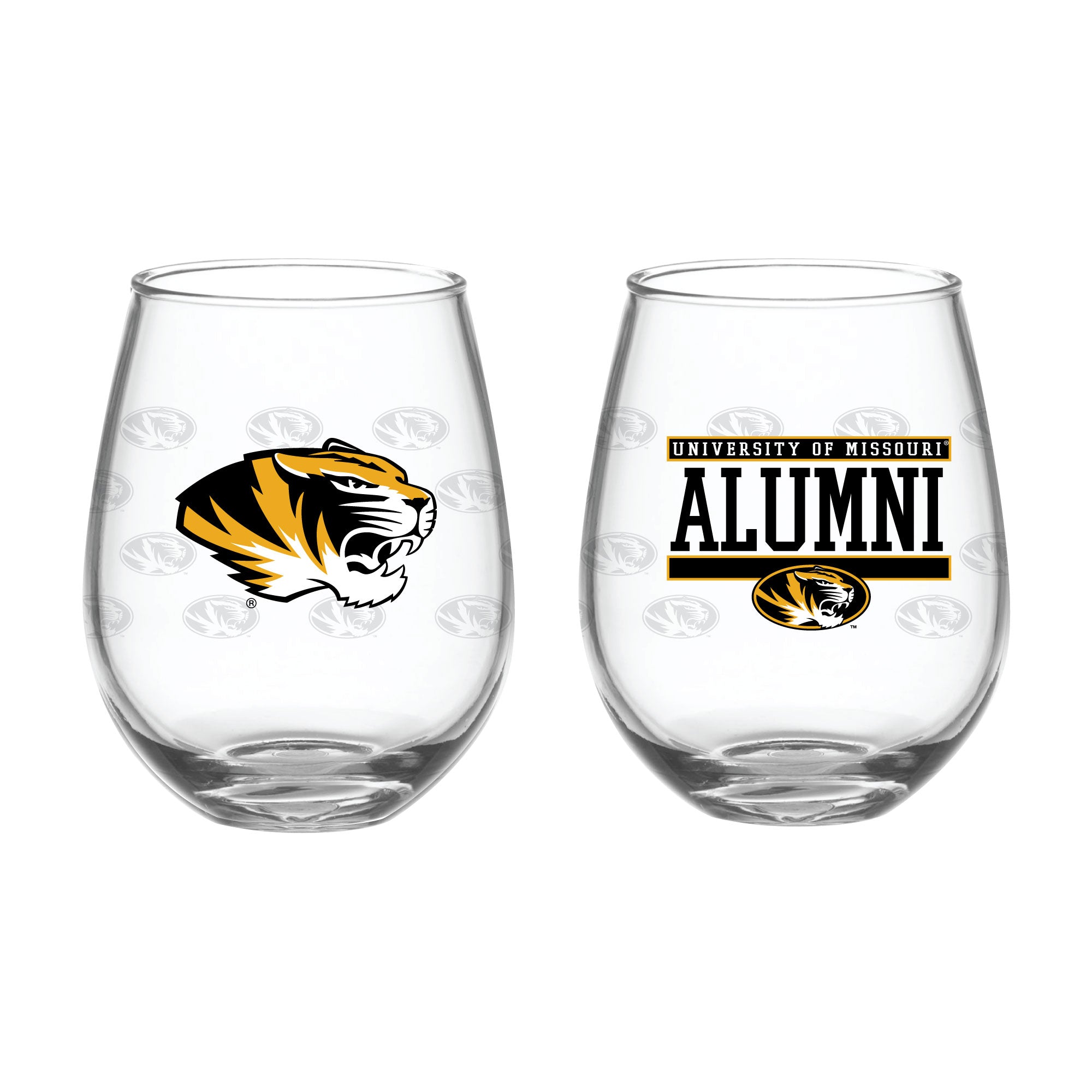 Set of 2 Missouri Tigers Alumni 15oz Stemless