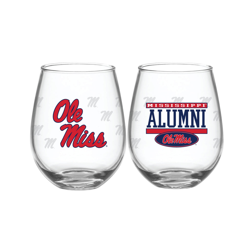 Set of 2 Ole Miss Rebels Alumni 15oz Stemless