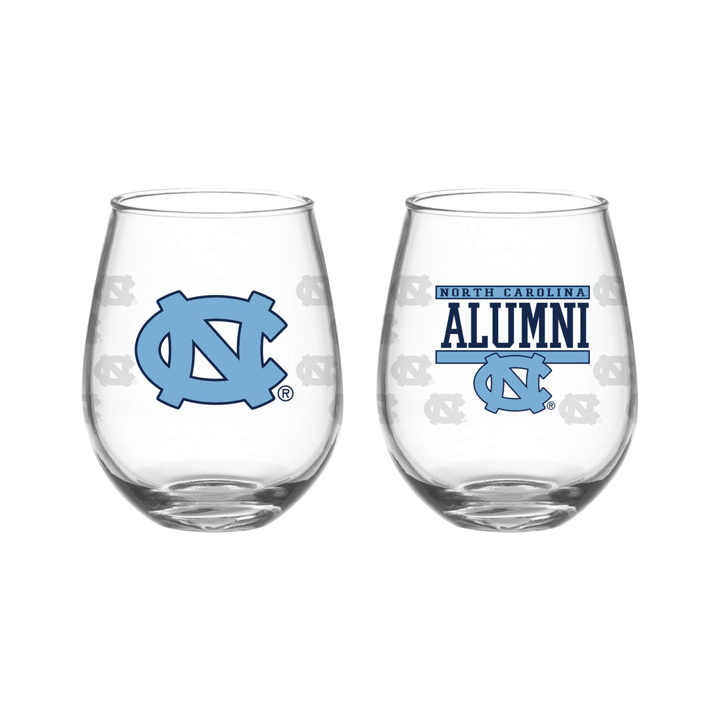 Set of 2 North Carolina Tar Heels Alumni 15oz Stemless