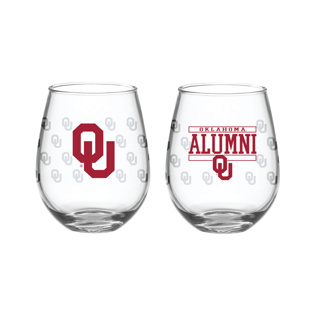 Set of 2 Oklahoma Sooners Alumni 15oz Stemless