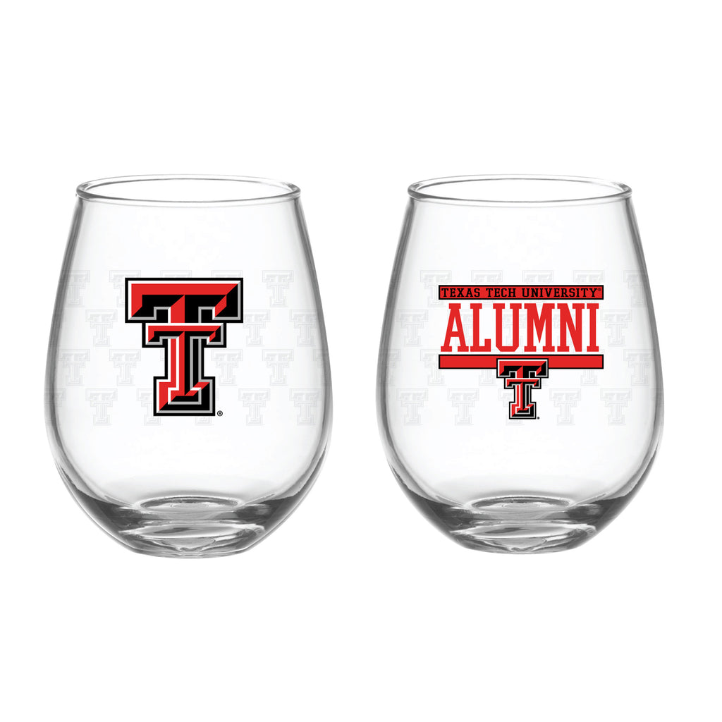 Set of 2 Texas Tech Red Raiders Alumni 15oz Stemless