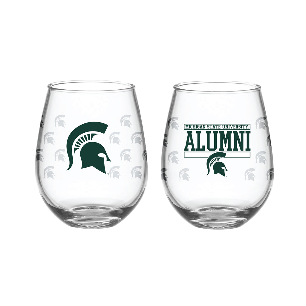 Set of 2 Michigan State Spartans Alumni 15oz Stemless