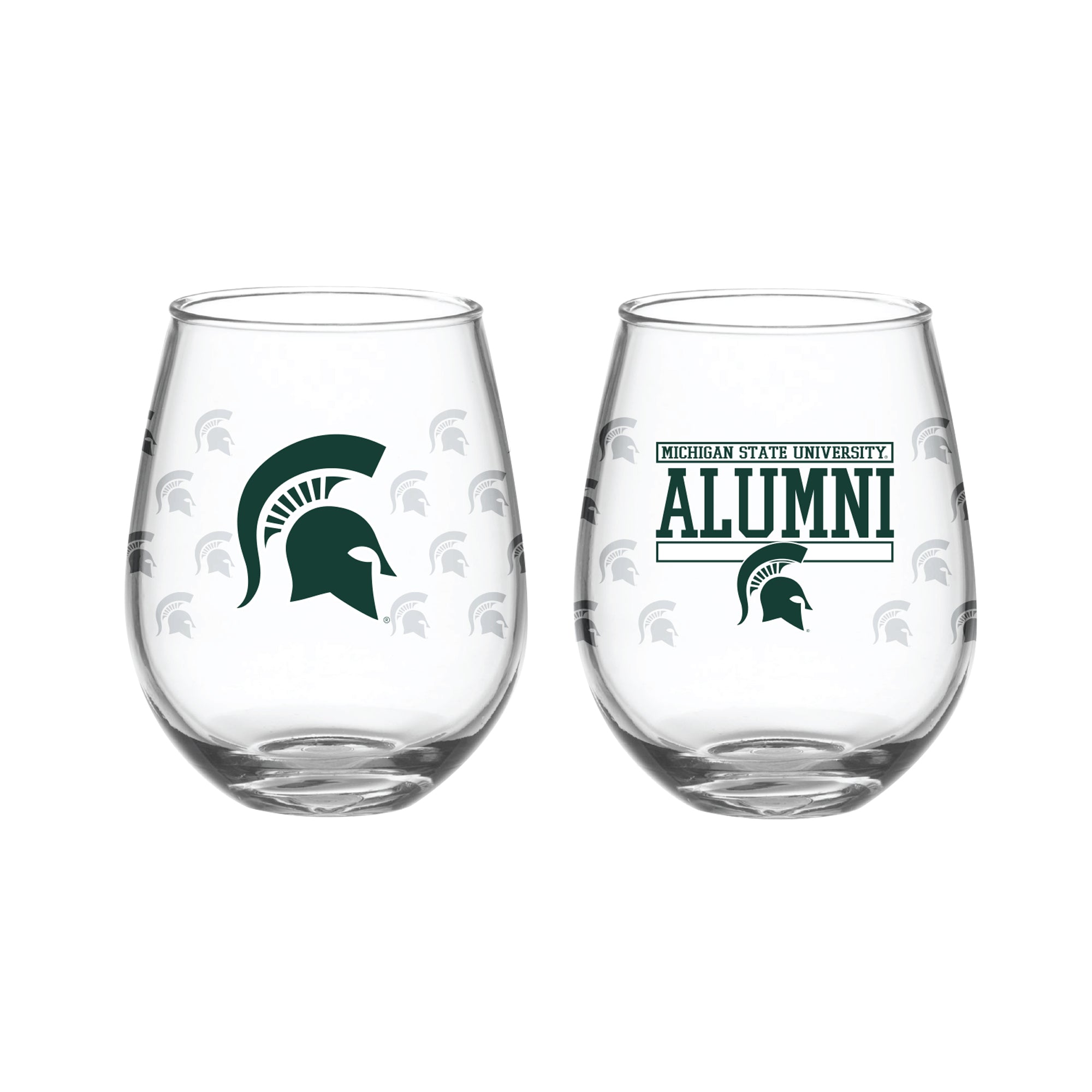Set of 2 Michigan State Spartans Alumni 15oz Stemless