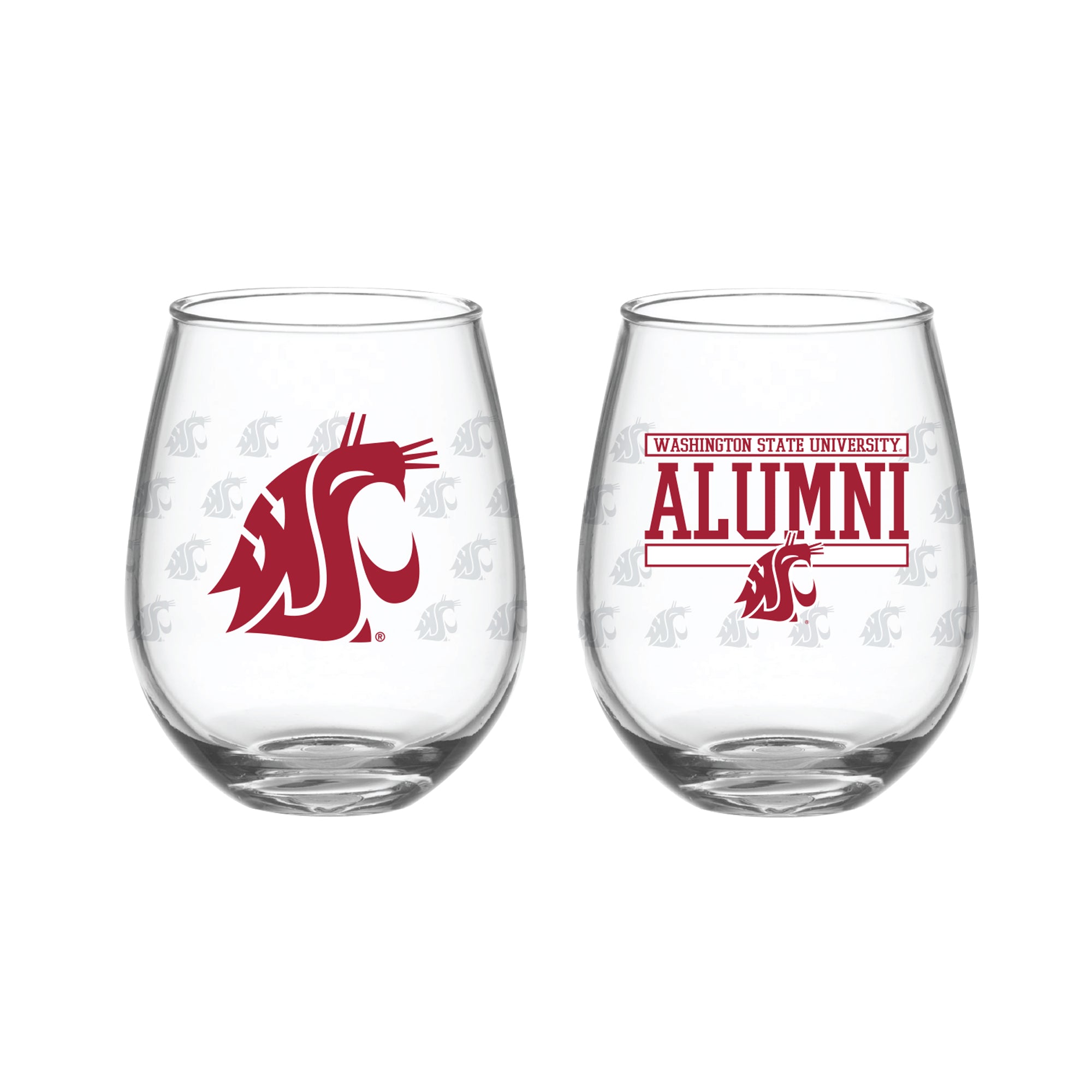 Set of 2 Washington State Cougars Alumni 15oz Stemless