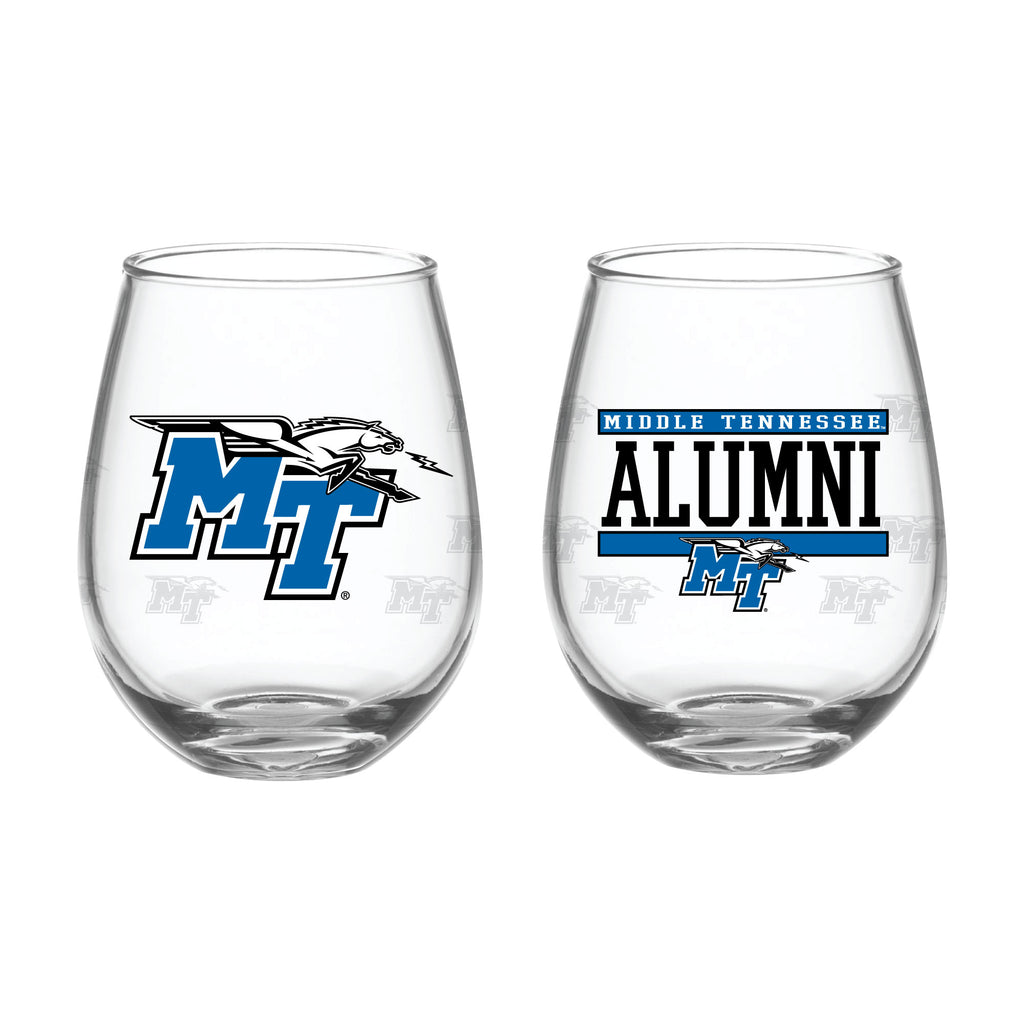 Set of 2 Middle Tennessee Blue Raiders Alumni 15oz Stemless