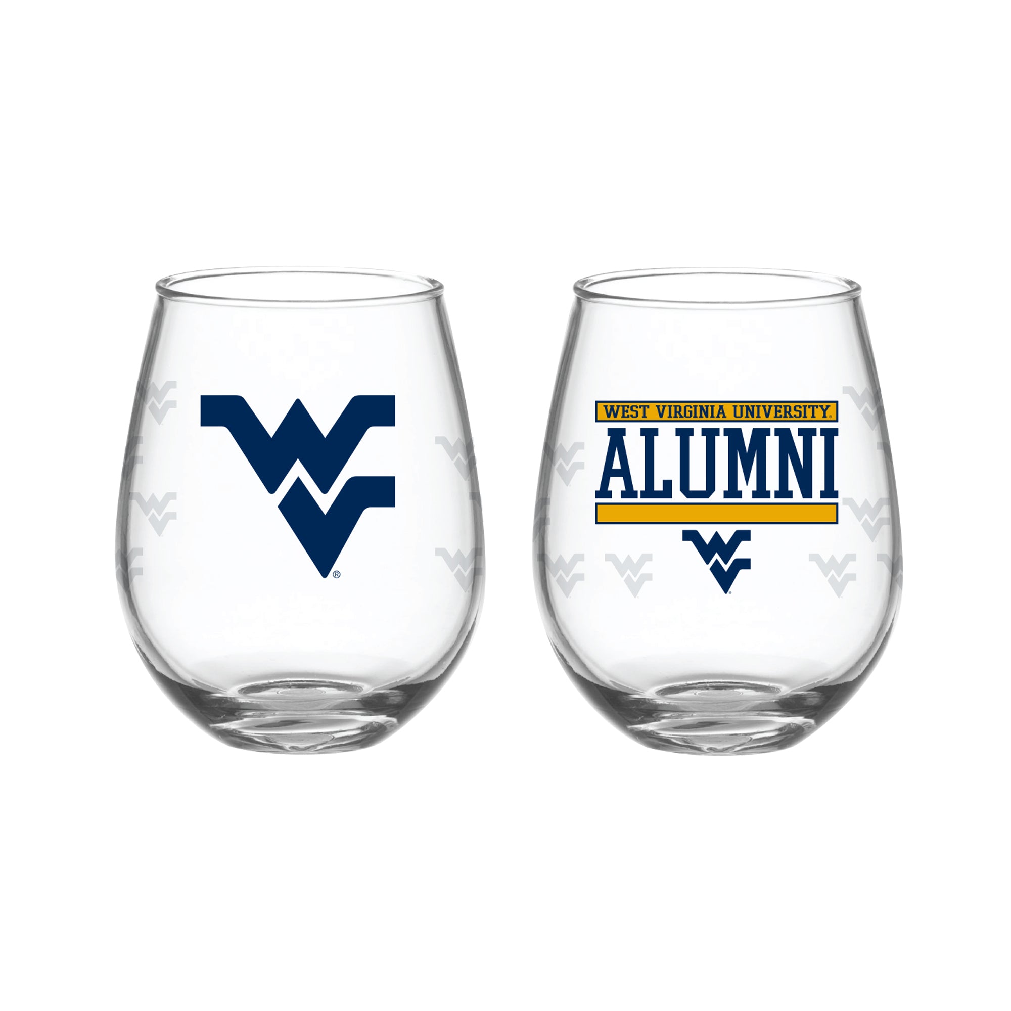 Set of 2 West Virginia Mountaineers Alumni 15oz Stemless