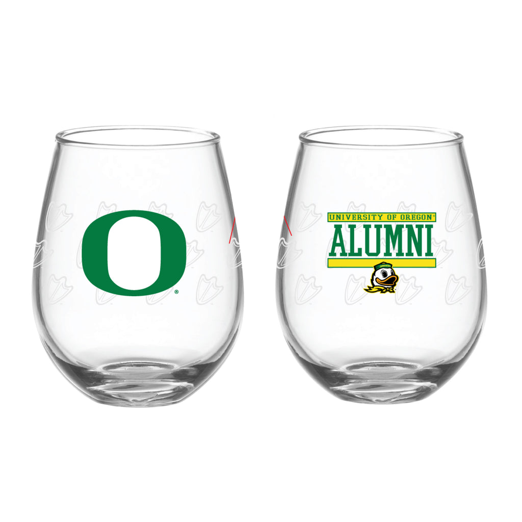 Set of 2 Oregon Ducks Alumni 15oz Stemless