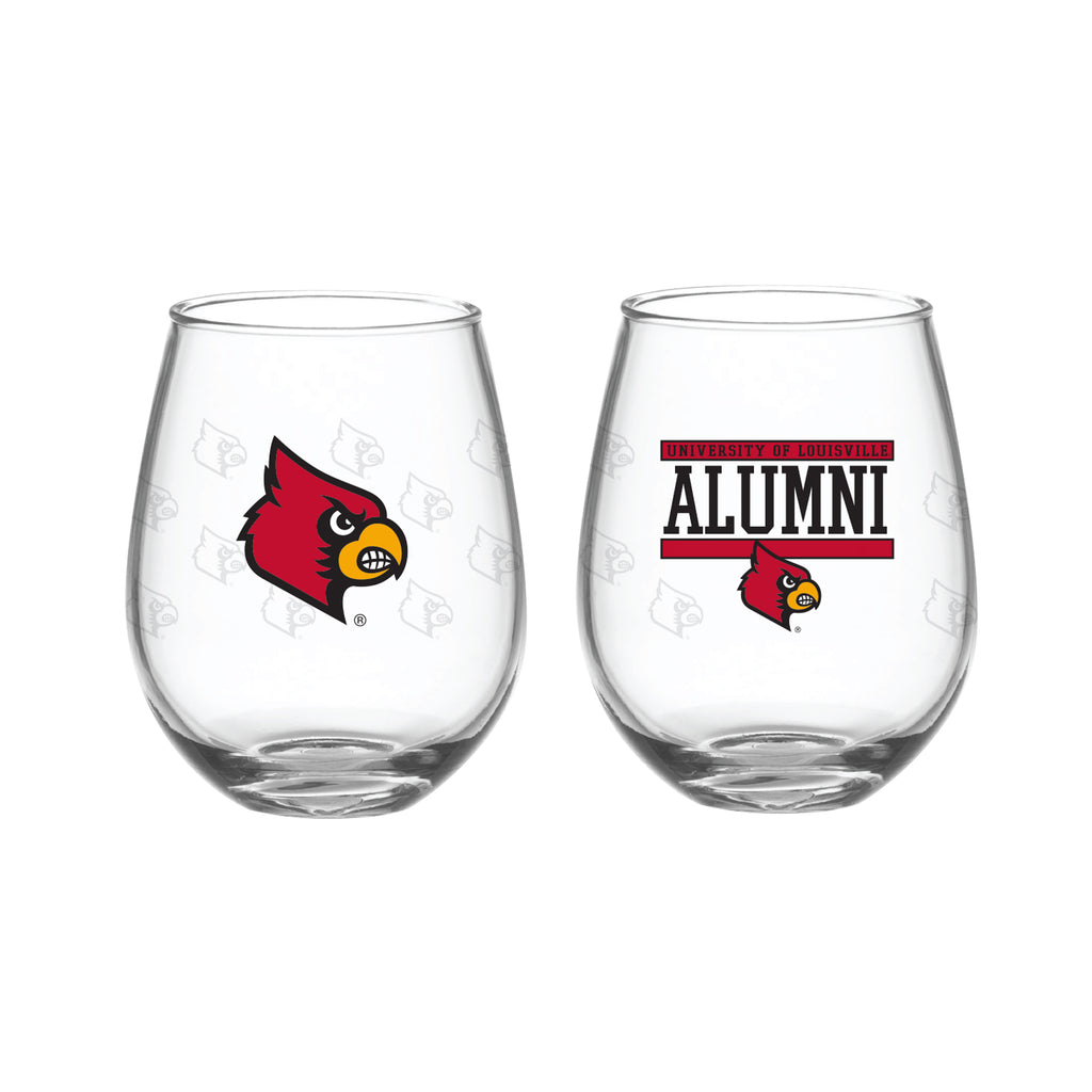 Set of 2 Louisville Cardinals Alumni 15oz Stemless