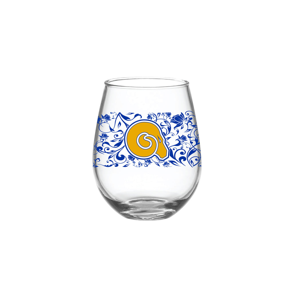Set of 2 Albany State Rams 15oz Floral Stemless Wine Glass