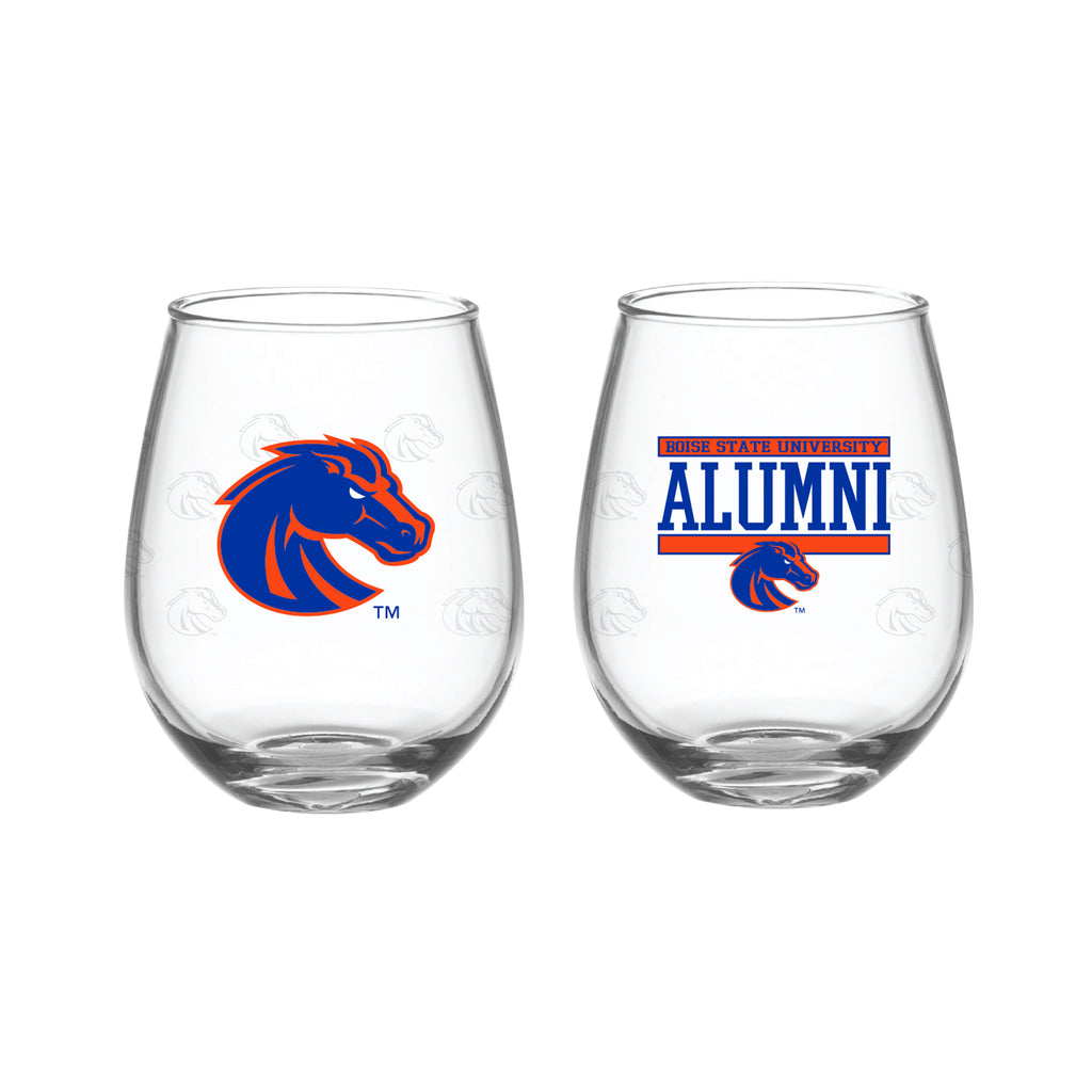 Set of 2 Boise State Broncos Alumni 15oz Stemless
