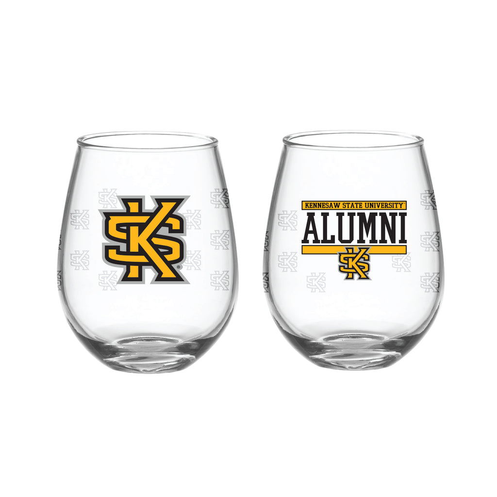 Set of 2 Kennesaw State Owls Alumni 15oz Stemless