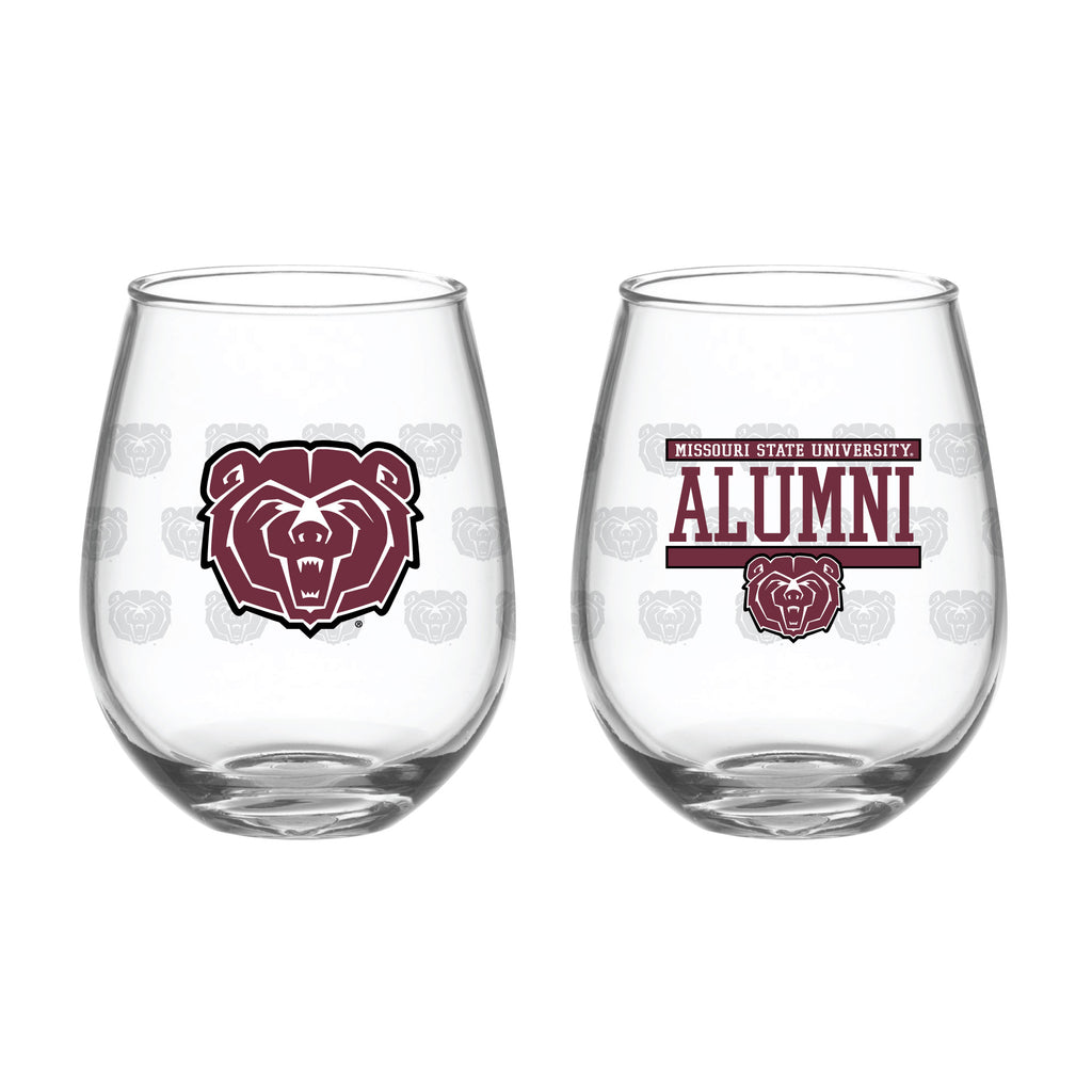Set of 2 Missouri State Bears Alumni 15oz Stemless