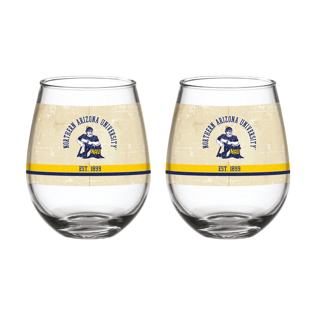 Set of 2 Northern Arizona Lumberjacks Vault Tan Retro 15oz Stemless