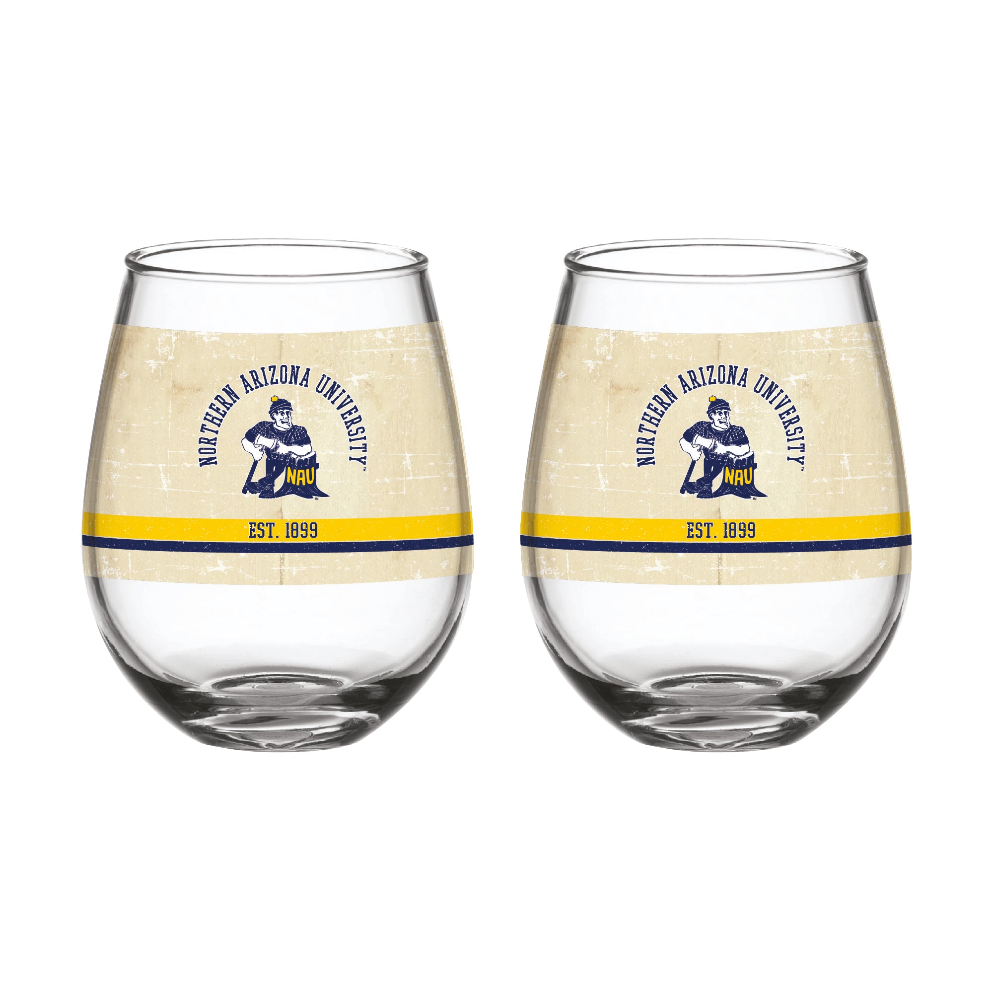 Set of 2 Northern Arizona Lumberjacks Vault Tan Retro 15oz Stemless