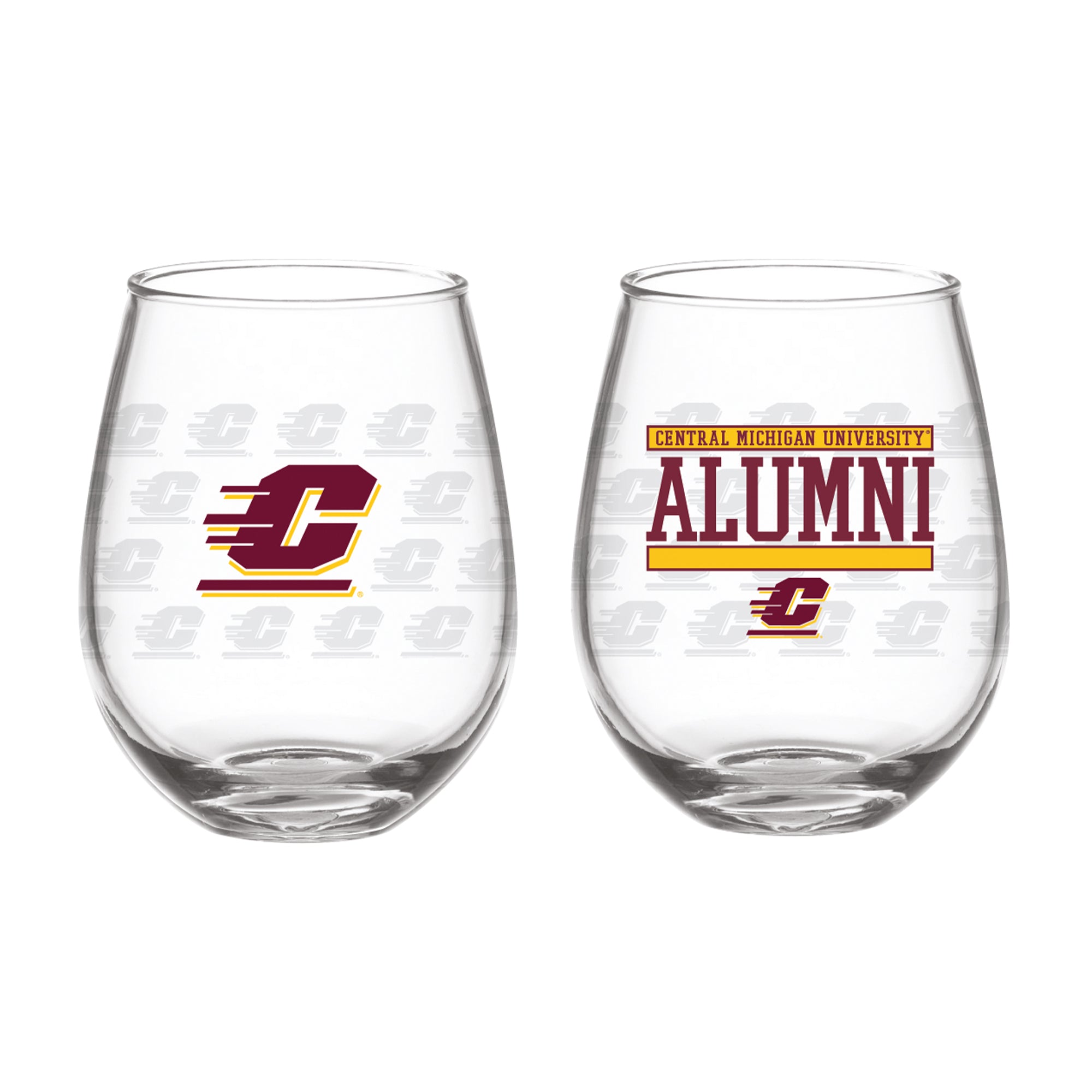 Set of 2 Central Michigan Chippewas Alumni 15oz Stemless