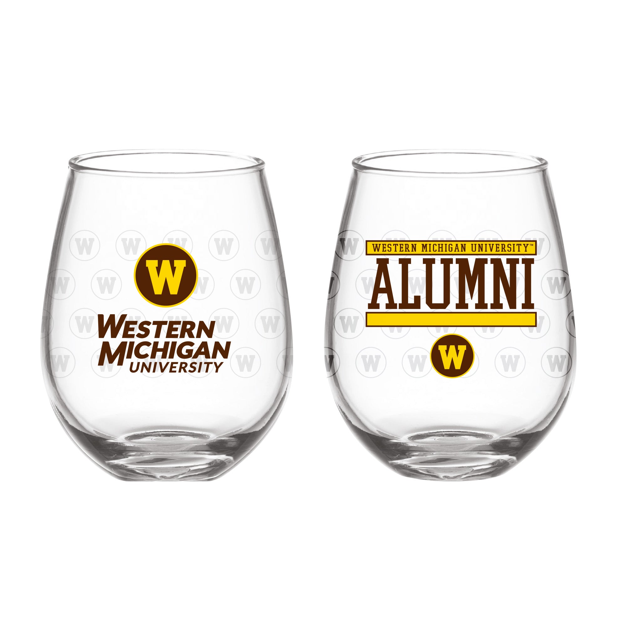 Set of 2 Western Michigan Alumni 15oz Stemless