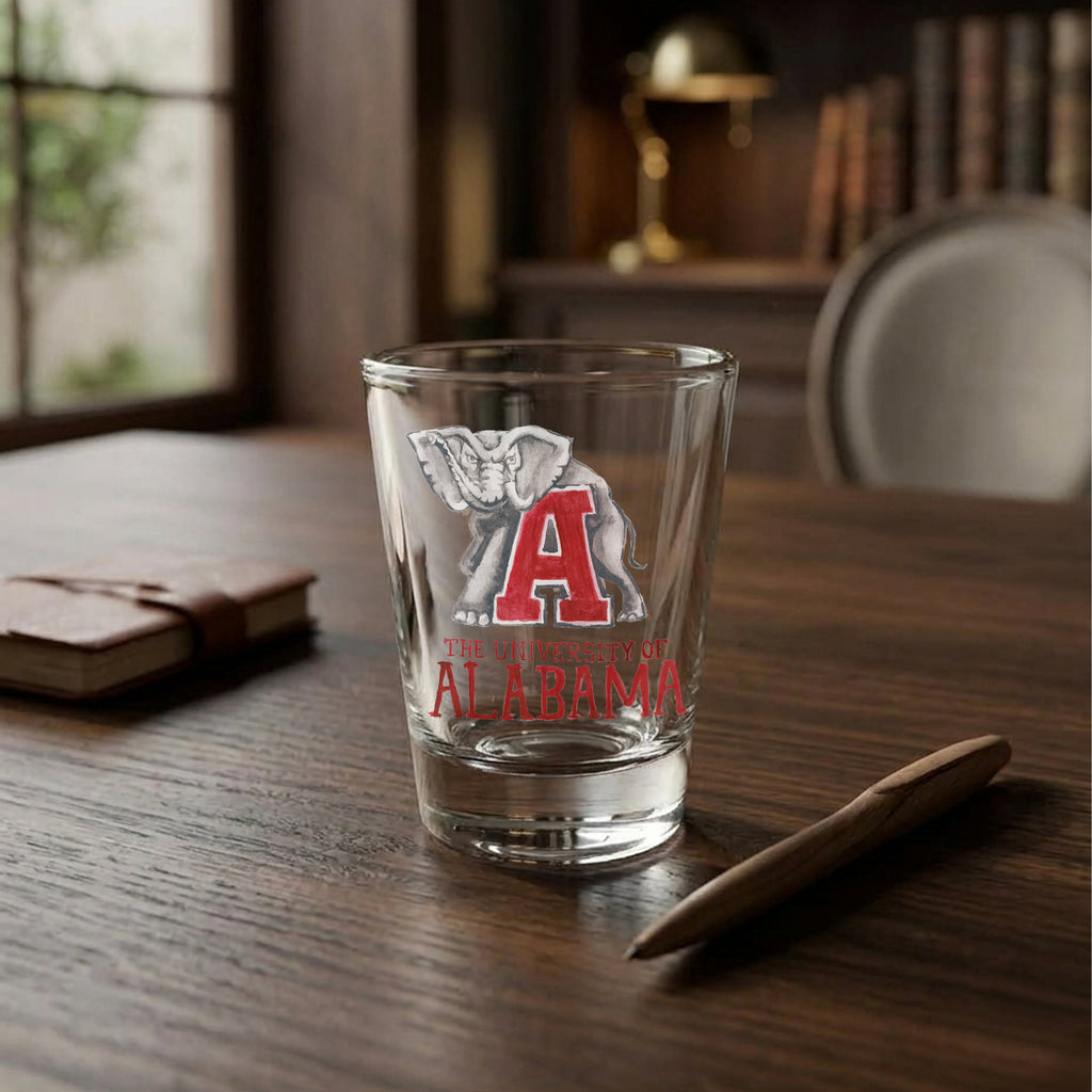 Set of 4 Alabama Crimson Tide Mascot by Laura Wilcox 2oz Collector Shot Glasses