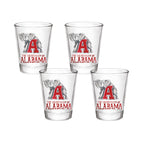 Set of 4 Alabama Crimson Tide Mascot by Laura Wilcox 2oz Collector Shot Glasses
