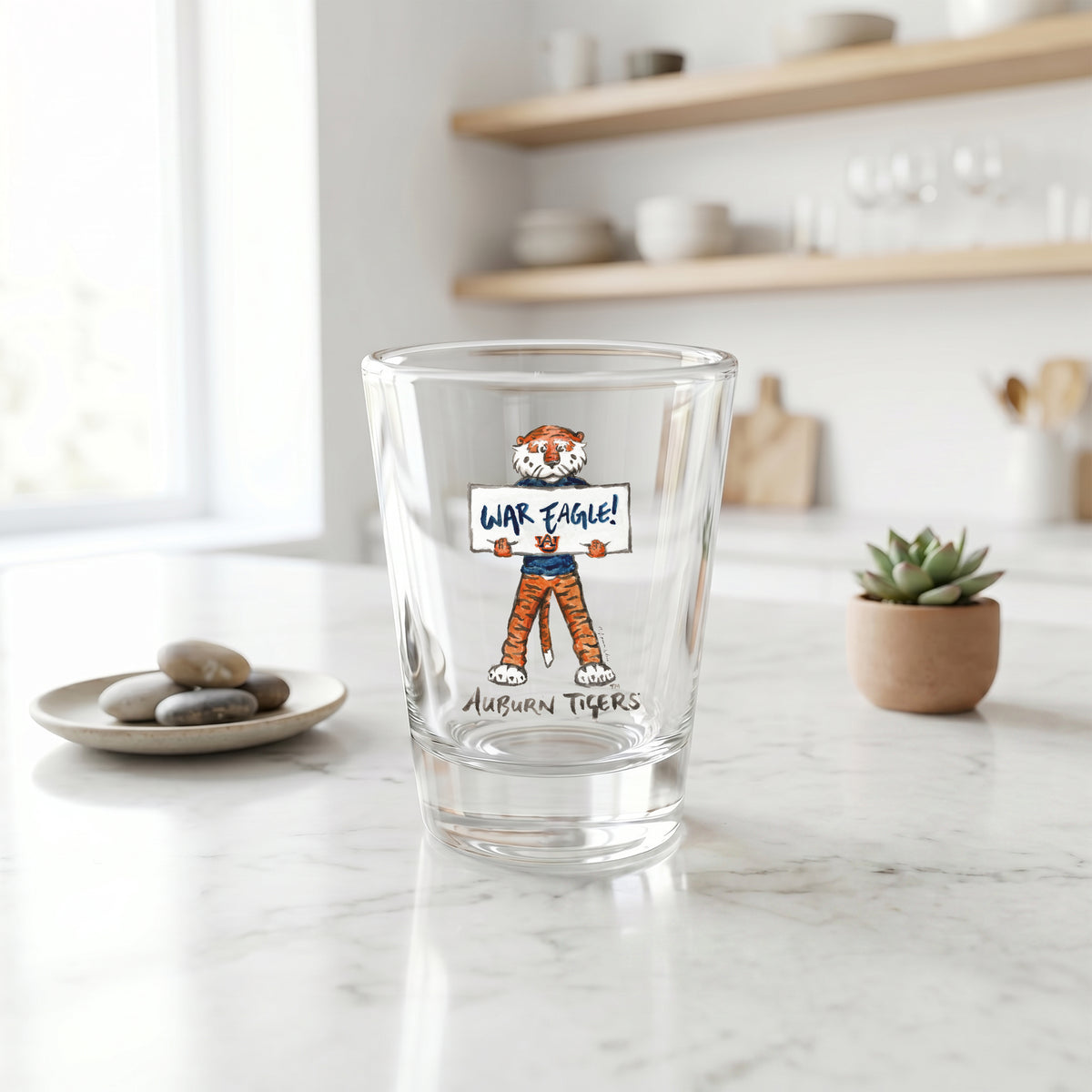 Set of 4 Auburn Tigers Mascot by Laura Wilcox 2oz Collector Shot Glasses