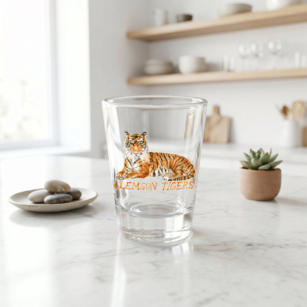 Set of 4 Clemson Tigers Mascot by Laura Wilcox 2oz Collector Shot Glasses