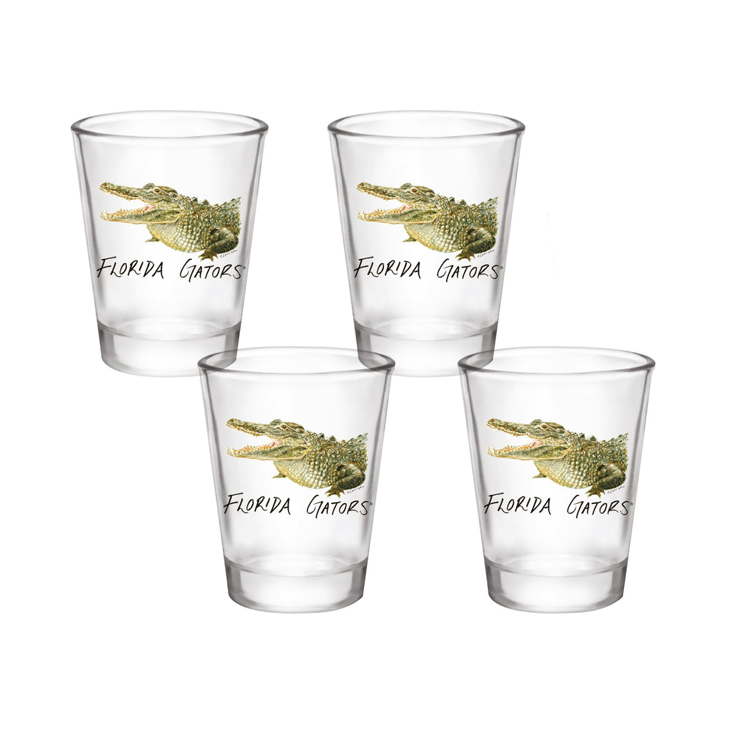 Set of 4 Florida Gators Mascot by Laura Wilcox 2oz Collector Shot Glasses