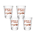 Set of 4 Florida State Seminoles Mascot by Laura Wilcox 2oz Collector Shot Glasses