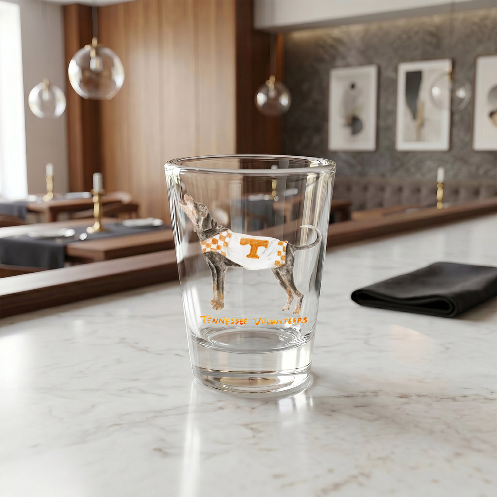Set of 4 Tennessee Volunteers Mascot by Laura Wilcox 2oz Collector Shot Glasses