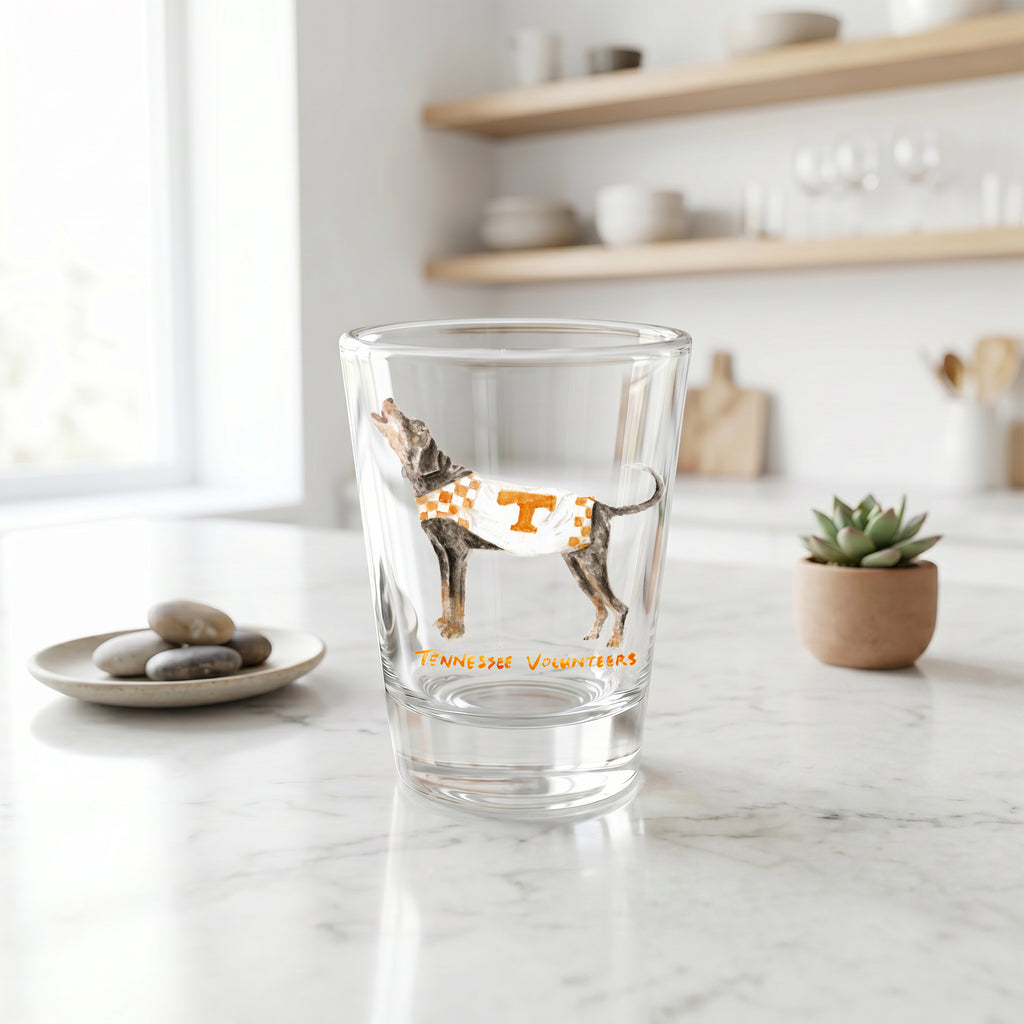 Set of 4 Tennessee Volunteers Mascot by Laura Wilcox 2oz Collector Shot Glasses