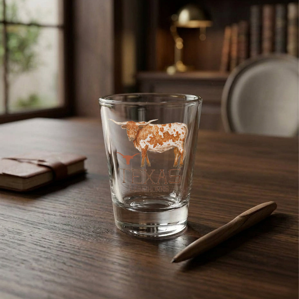 Set of 4 Texas Longhorns Mascot by Laura Wilcox 2oz Collector Shot Glasses