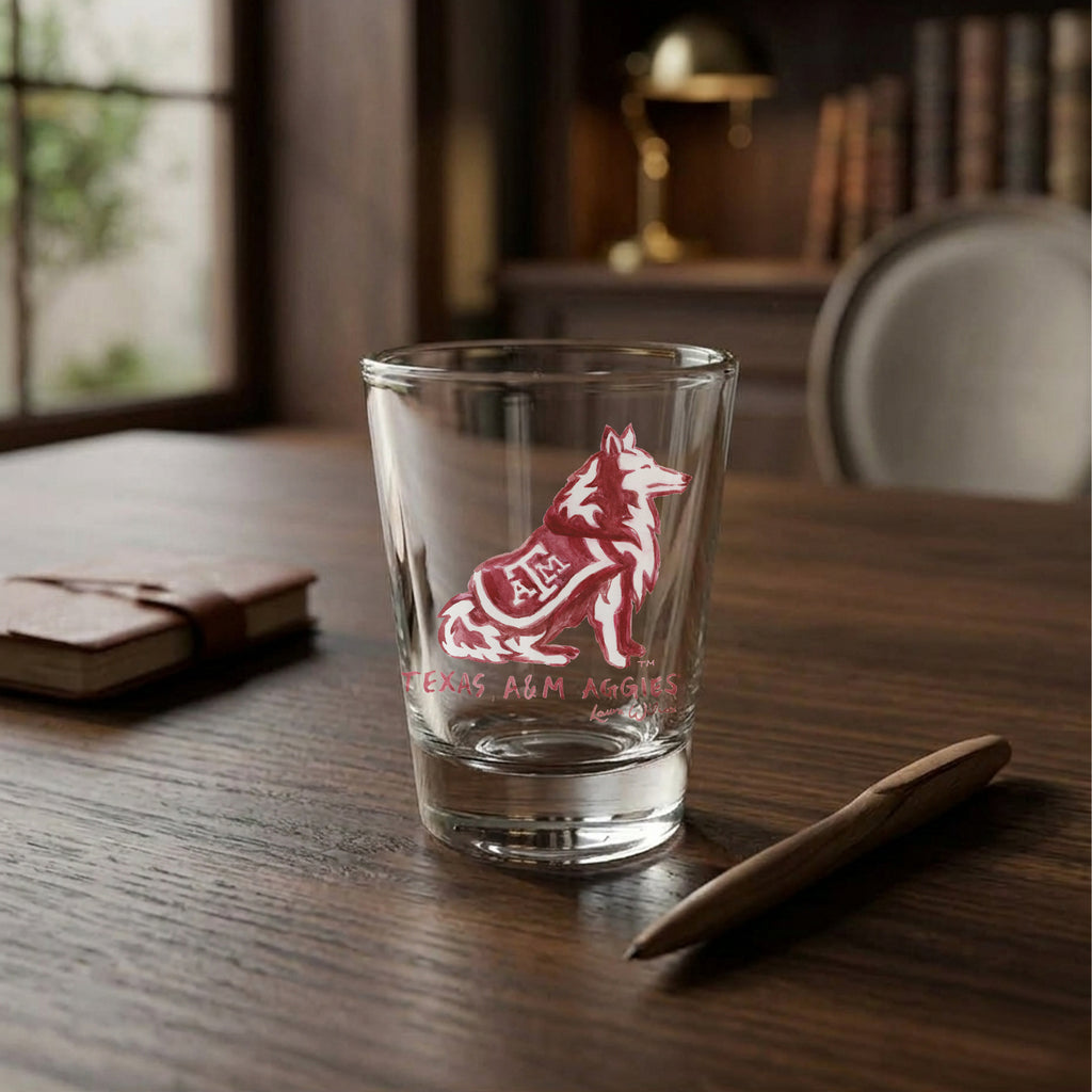 Set of 4 Texas A&M Aggies Mascot by Laura Wilcox 2oz Collector Shot Glasses