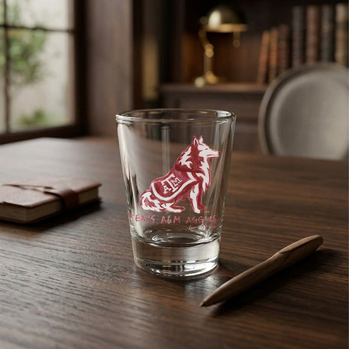 Set of 4 Texas A&M Aggies Mascot by Laura Wilcox 2oz Collector Shot Glasses