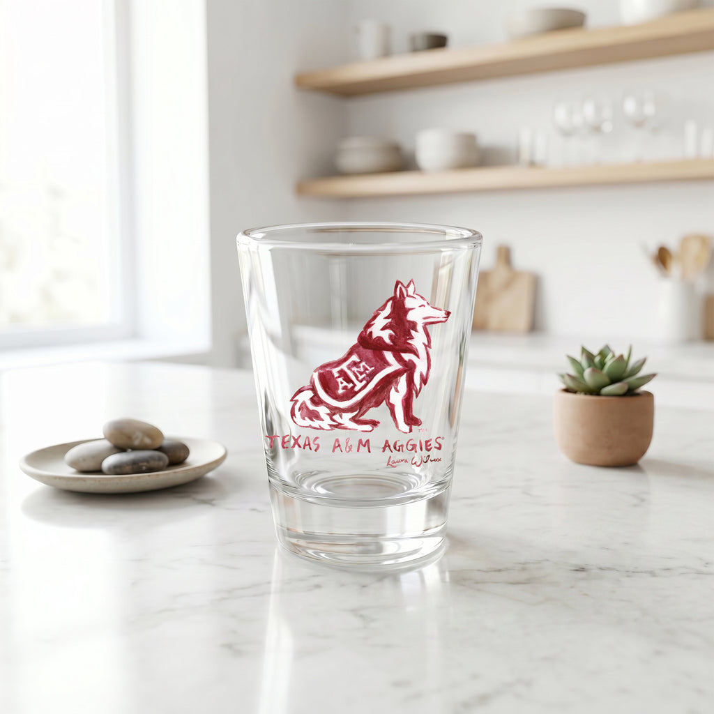 Set of 4 Texas A&M Aggies Mascot by Laura Wilcox 2oz Collector Shot Glasses