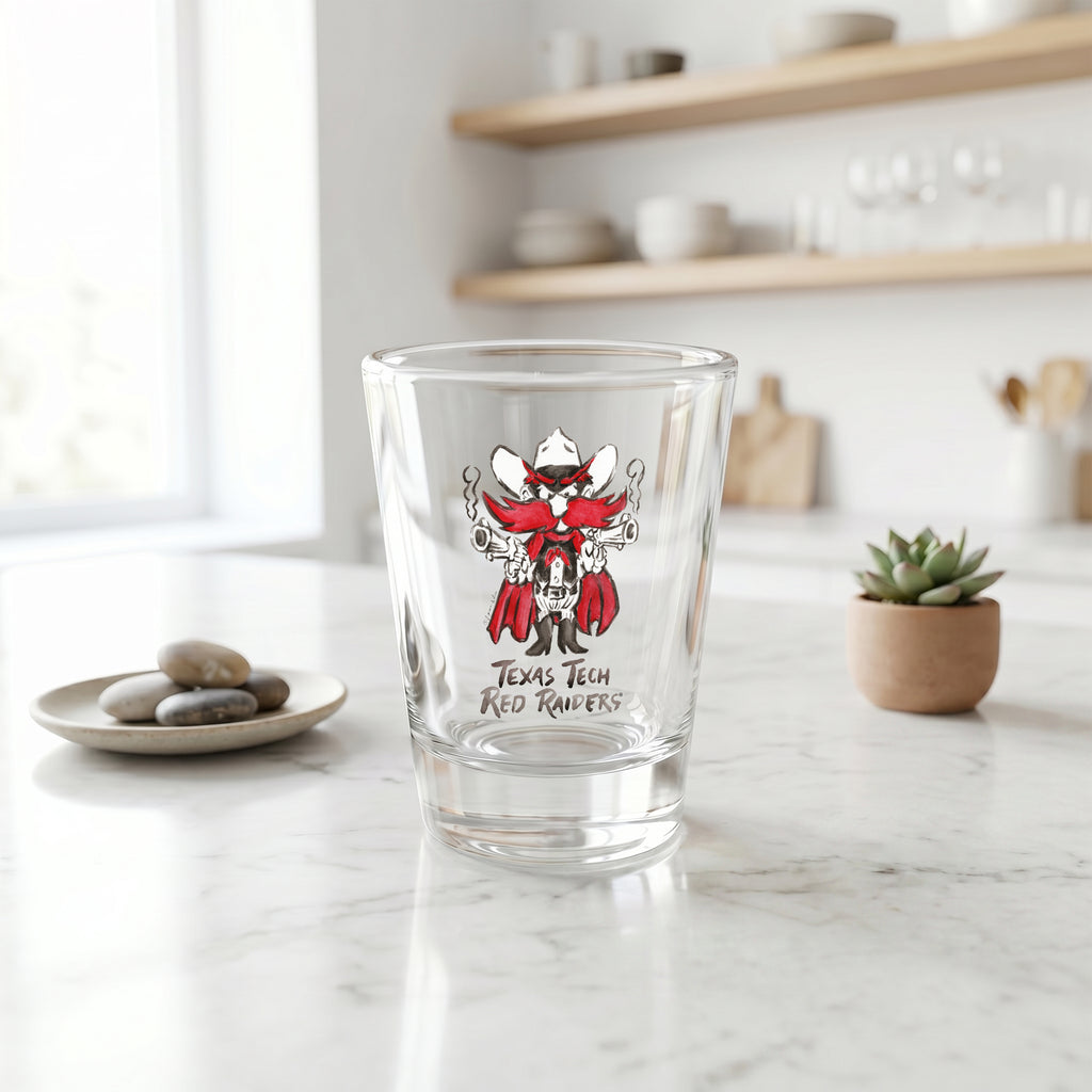 Set of 4 Texas Tech Red Raiders Mascot by Laura Wilcox 2oz Collector Shot Glasses
