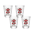 Set of 4 Texas Tech Red Raiders Mascot by Laura Wilcox 2oz Collector Shot Glasses