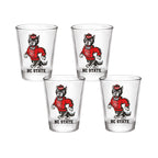 Set of 4 NC State Wolfpack Mascot by Laura Wilcox 2oz Collector Shot Glasses