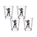 Set of 4 East Carolina Pirates Mascot by Laura Wilcox 2oz Collector Shot Glasses