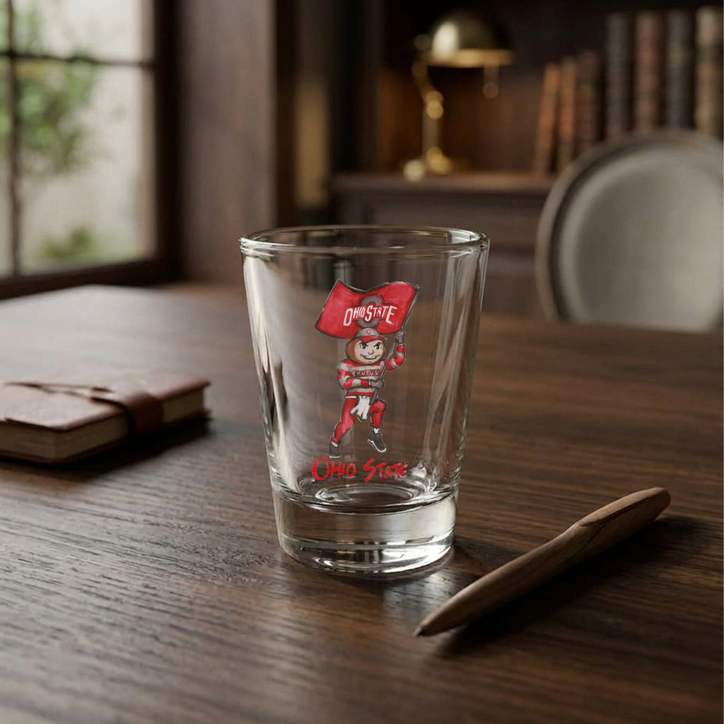 Set of 4 Ohio State Buckeyes Mascot by Laura Wilcox 2oz Collector Shot Glasses