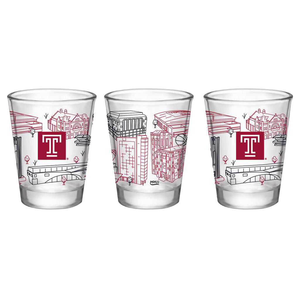 Temple Owls 2oz Campus Line Collector | Set of 2