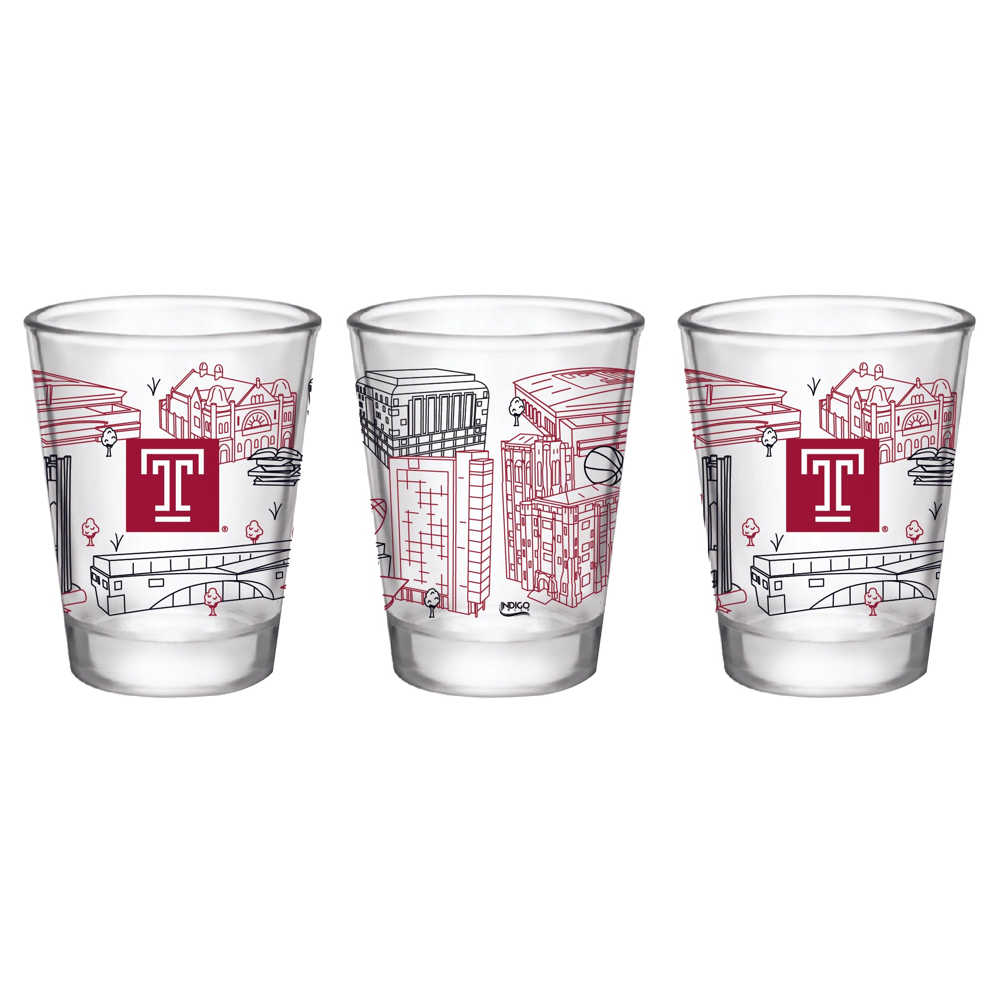 Temple Owls 2oz Campus Line Collector | Set of 2