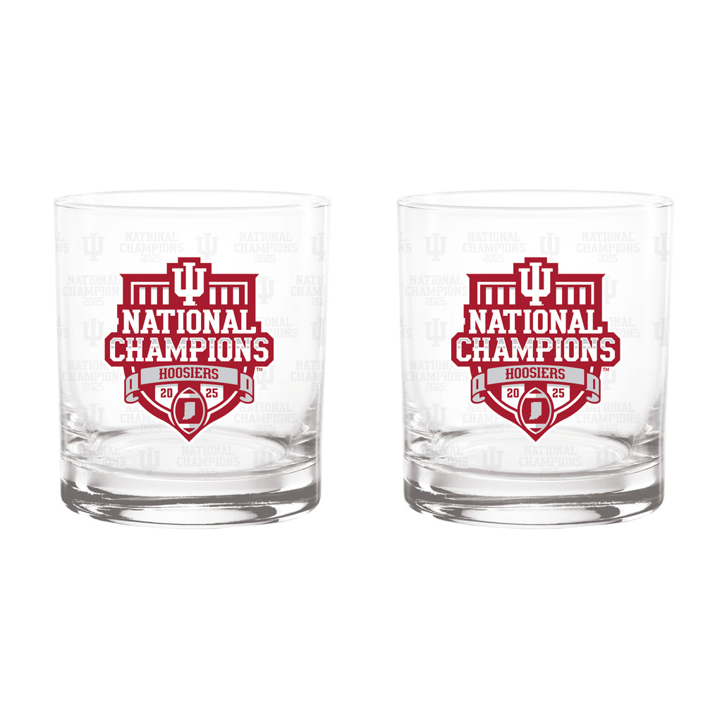 2025 CFP Football National Champions Indiana Hoosiers 2-Pack 14oz Rocks Glasses
