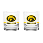 Set of 2 Iowa Hawkeyes 14oz Ring Rocks Glasses