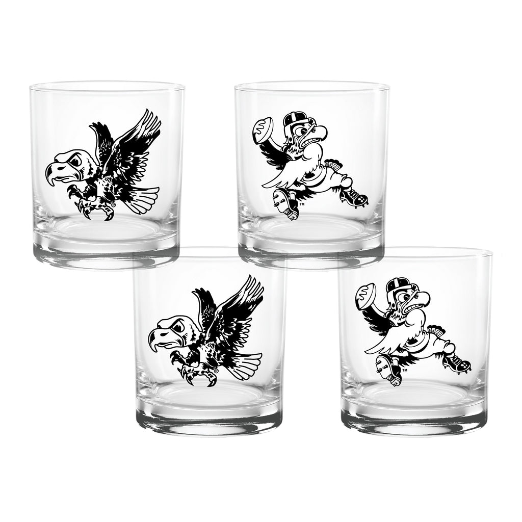 Set of 4 Iowa Hawkeyes College Vault Sketch 14oz Rocks Glasses