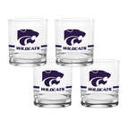 Set of 4 K-State Wildcats 14oz Ring Rocks Glasses