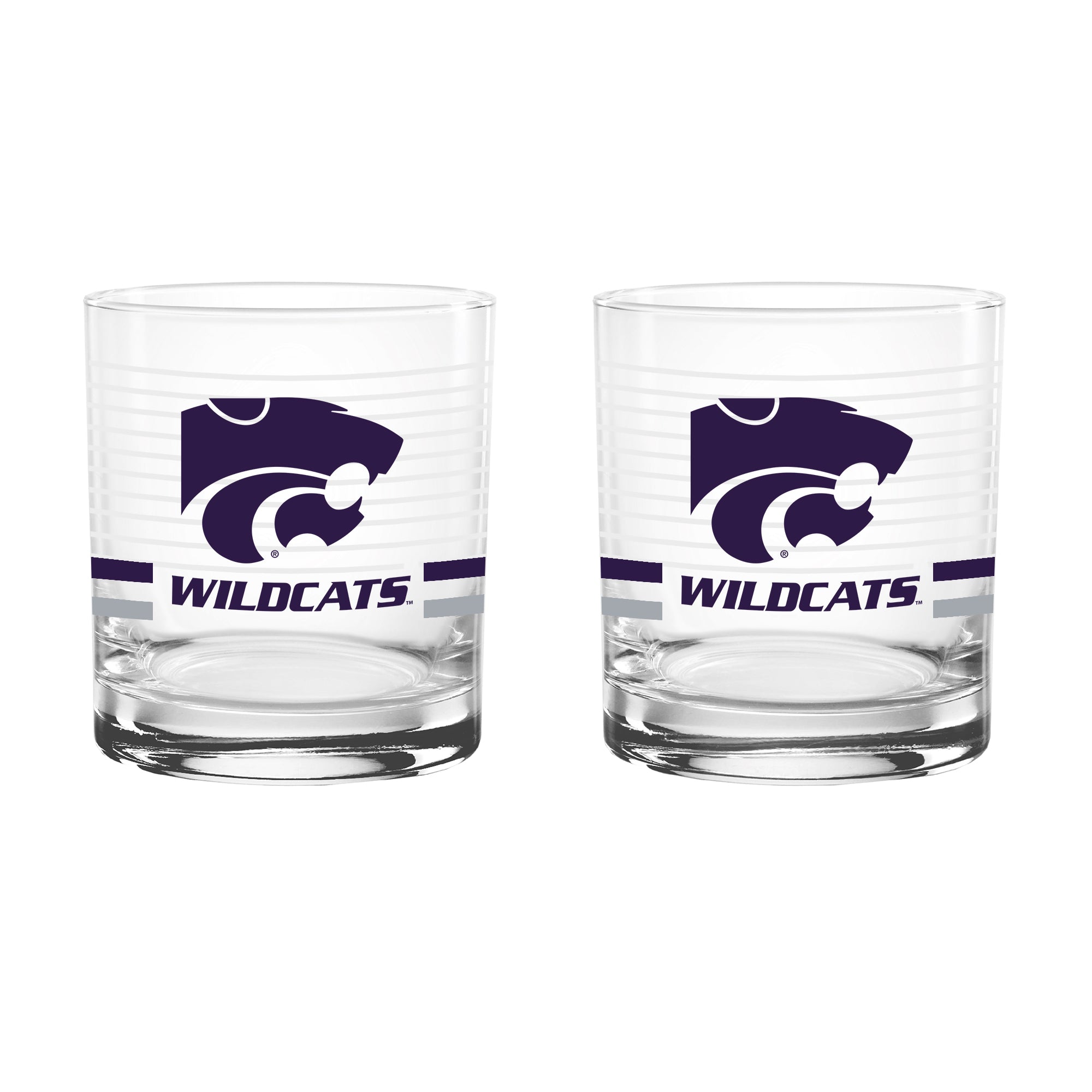 Set of 2 K-State Wildcats 14oz Ring Rocks Glasses